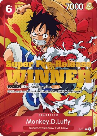 Monkey.D.Luffy (Super Pre-Release) [Winner] (P-001) - [One Piece Promotion Cards] Foil - Trinity Hobby