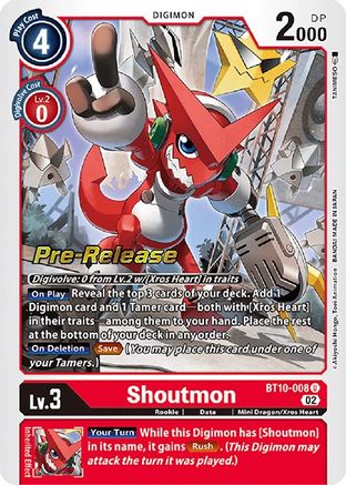 Shoutmon [BT10-008] [Xros Encounter Pre-Release Cards] - Trinity Hobby