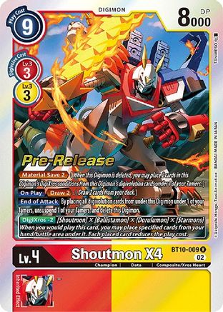 Shoutmon X4 [BT10-009] [Xros Encounter Pre-Release Cards] - Trinity Hobby