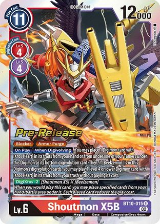 Shoutmon X5B [BT10-015] [Xros Encounter Pre-Release Cards] - Trinity Hobby