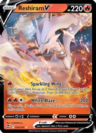 Reshiram V (024/195) [Sword & Shield: Silver Tempest] - Trinity Hobby