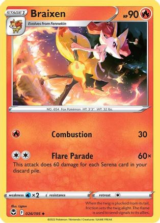 Braixen (026/195) [Sword & Shield: Silver Tempest] - Trinity Hobby