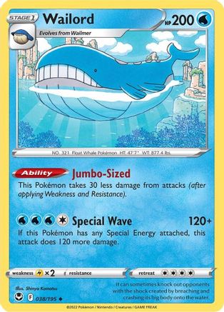 Wailord (038/195) [Sword & Shield: Silver Tempest] - Trinity Hobby