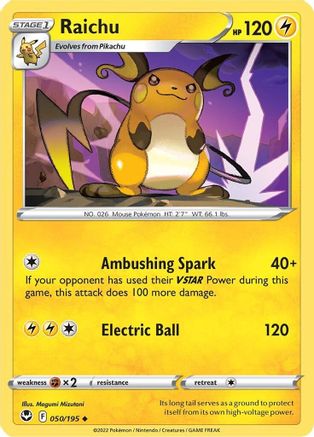 Raichu (050/195) [Sword & Shield: Silver Tempest] - Trinity Hobby
