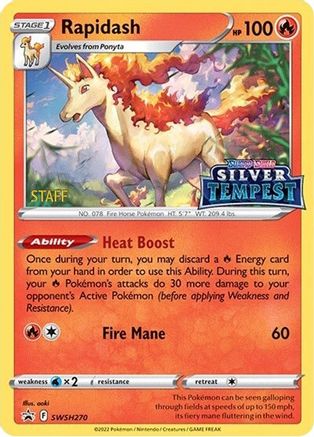 Rapidash (SWSH270) (Prerelease) (Staff) [Sword & Shield: Black Star Promos] - Trinity Hobby