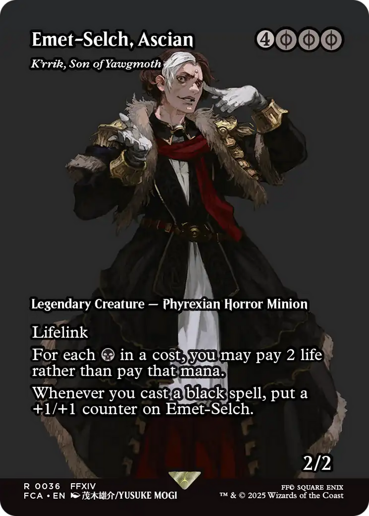 (Japanese) K'rrik, Son of Yawgmoth  [Foil]  (FCA-036) - [FINAL FANTASY: Through the Ages] / Emet-Selch, Ascian (Borderless) - Trinity Hobby