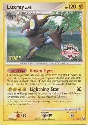 Luxray (7/130) (National Championships) (Staff) [Diamond & Pearl: Base Set] - Trinity Hobby