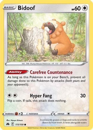 Bidoof (111/159) [Sword & Shield: Crown Zenith] - Trinity Hobby