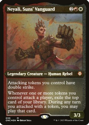 Neyali, Suns' Vanguard (Display Commander) (Foil Etched) - Thick Stock (ONC-030) - [Commander: Phyrexia: All Will Be One] Foil - Trinity Hobby