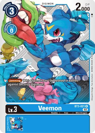 Veemon [BT3-021] (Phase dimensionnelle du pack gagnant) [Sortie des promotions spéciales sur les boosters] 