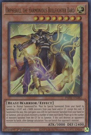 Orphebull the Harmonious Bullfighter Bard [PHHY-EN082] Ultra Rare - Trinity Hobby