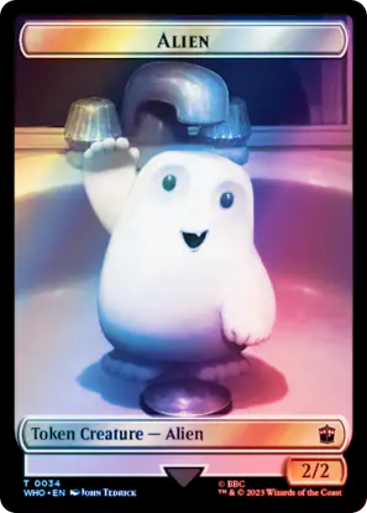 Alien // Alien Salamander Double-Sided Token (Surge Foil) [Doctor Who Tokens] - Trinity Hobby