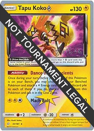 Tapu Koko Prism Star (51/181) (Pikarom Judge - Haruki Miyamoto) [World Championships 2019] - Trinity Hobby