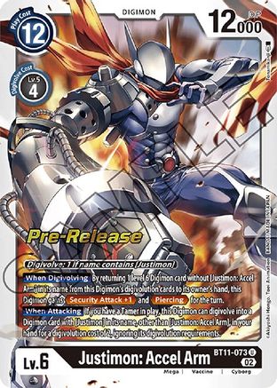 Justimon: Accel Arm [BT11-073] [Dimensional Phase Pre-Release Promos] - Trinity Hobby