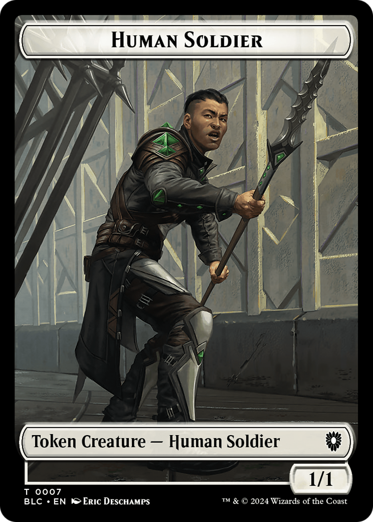 Human Soldier // Wolf (0035) Double-Sided Token  (BLC-7 // 35) - [Bloomburrow Commander Tokens] - Trinity Hobby
