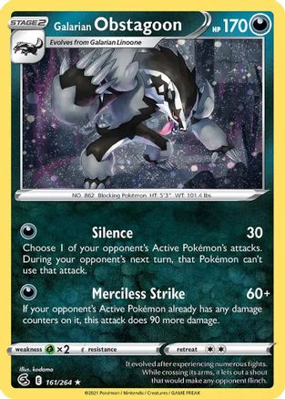 Galarian Obstagoon (161/264) (Cosmos Holo) [Sword & Shield: Fusion Strike] - Trinity Hobby