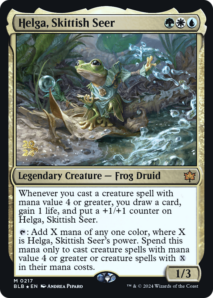 Helga, Skittish Seer [Bloomburrow Prerelease Promos] - Trinity Hobby