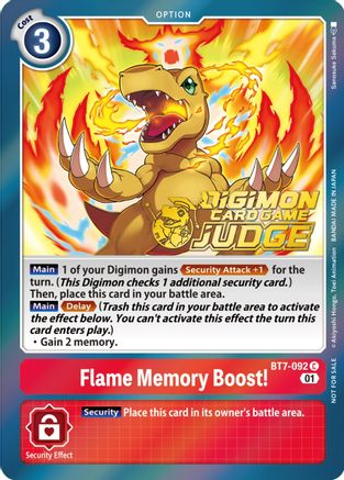 Flame Memory Boost! [BT7-092] (Judge Pack 3) [Next Adventure Promos] - Trinity Hobby