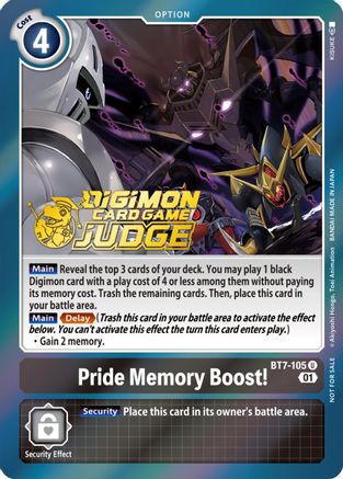 Pride Memory Boost! [BT7-105] (Judge Pack 3) [Next Adventure Promos] - Trinity Hobby