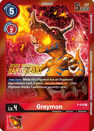 Greymon [P-010] (2023 Regionals Participant) [Promotional Cards] - Trinity Hobby