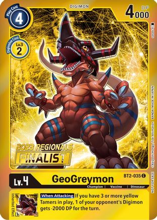 GeoGreymon [BT2-035] (2023 Regionals Finalist) [Release Special Booster Promos] - Trinity Hobby