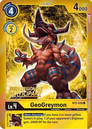 GeoGreymon [BT2-035] (2023 Regionals Participant) [Release Special Booster Promos] - Trinity Hobby