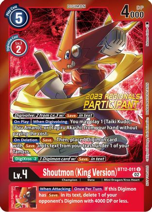 Shoutmon (King Version) [BT12-011] (2023 Regionals Participant) [Across Time Promos] - Trinity Hobby