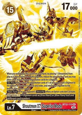 Shoutmon X7: Superior Mode [BT12-112] (Alternate Art - Gold) [Across Time] - Trinity Hobby