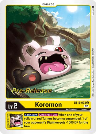 Koromon [BT12-003] [Across Time Pre-Release Cards] - Trinity Hobby