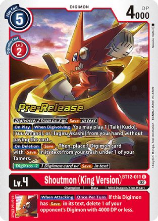 Shoutmon (King Version) [BT12-011] [Cartes de pré-version Across Time] 