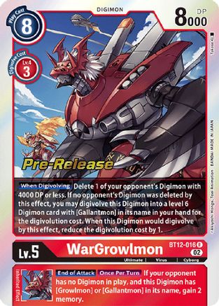 WarGrowlmon [BT12-016] [Across Time Pre-Release Cards] - Trinity Hobby