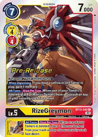 RizeGreymon [BT12-042] [Across Time Pre-Release Cards] - Trinity Hobby