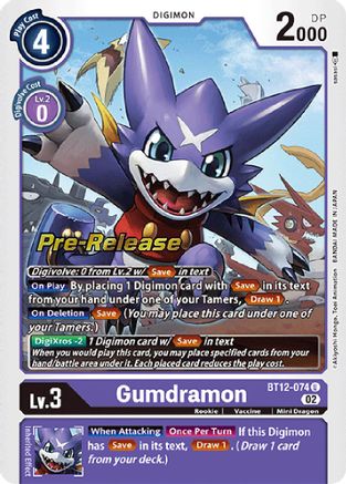 Gumdramon [BT12-074] [Across Time Pre-Release Cards] - Trinity Hobby