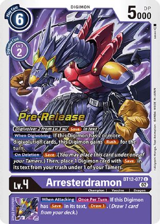 Arresterdramon [BT12-077] [Across Time Pre-Release Cards] - Trinity Hobby