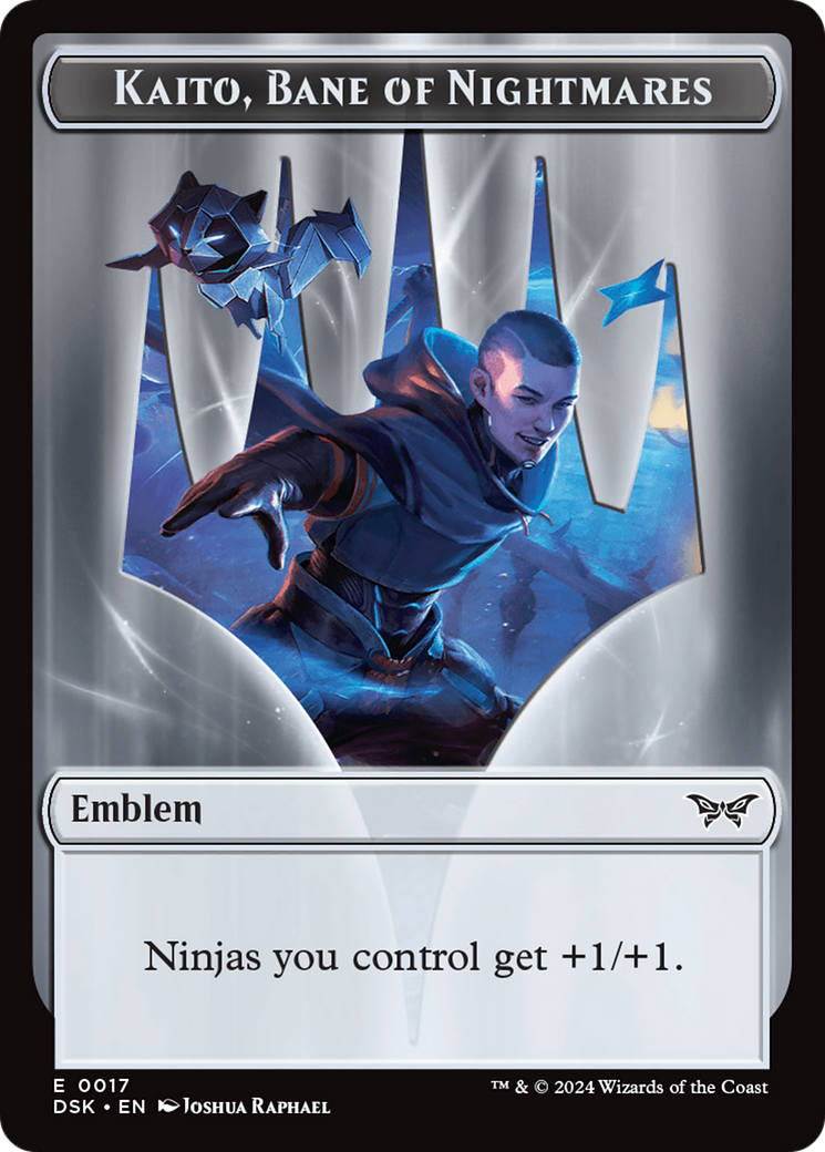 Emblem - Kaito, Bane of Nightmares // Gremlin Double-Sided Token [Duskmourn: House of Horror Tokens] - Trinity Hobby