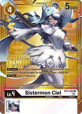 Sistermon Ciel [BT6-084] (2023 Store Champion) [Double Diamond Promos] - Trinity Hobby