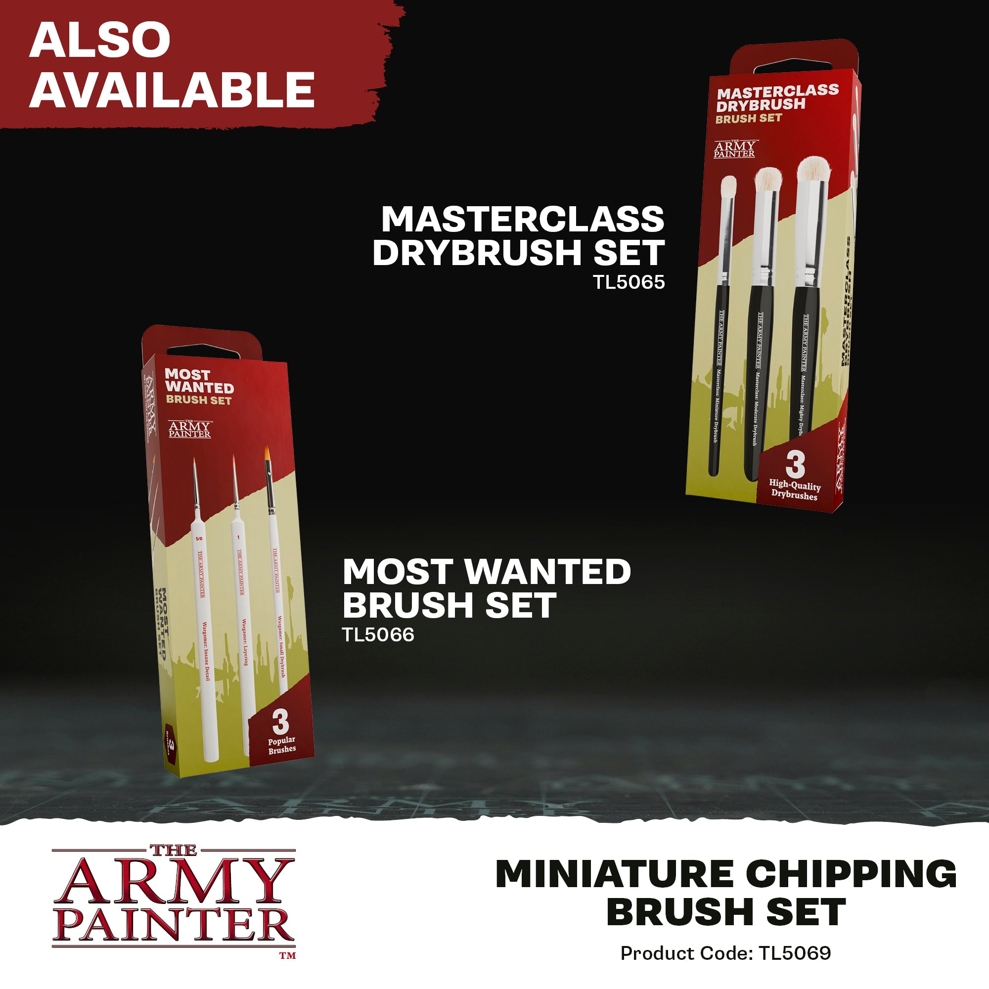 Army Painter Miniature Chipping Brush Set - Trinity Hobby