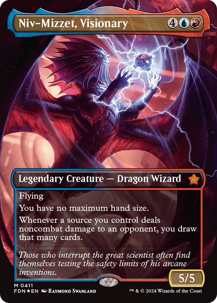 Niv-Mizzet, Visionary (Borderless) (Mana Foil) [Foundations] - Trinity Hobby