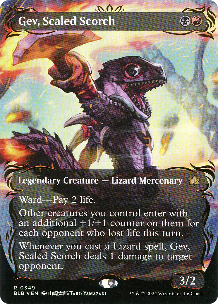 Gev, Scaled Scorch (Borderless) (Raised Foil) [Bloomburrow] - Trinity Hobby