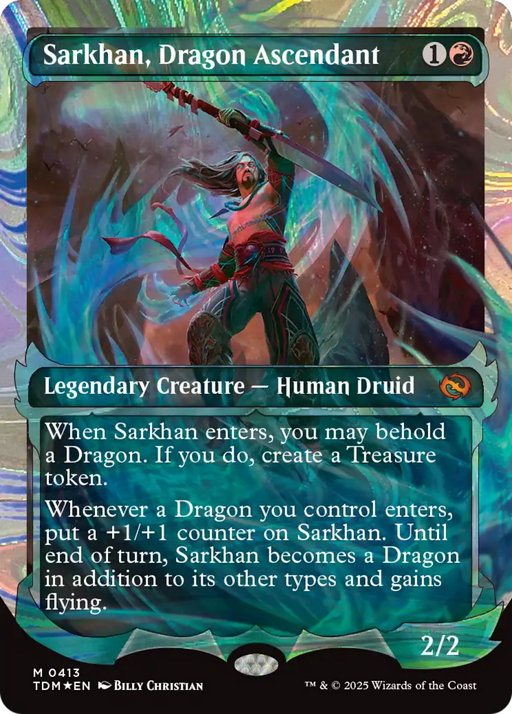 Sarkhan, Dragon Ascendant  [Foil]  (TDM-413) - [Tarkir: Dragonstorm]: (Showcase) (Borderless) - Trinity Hobby
