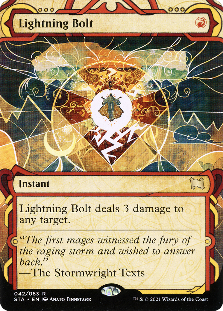 Lightning Bolt [Etched Foil]  (STA-042) - [Strixhaven Mystical Archive]: (Showcase) (Borderless) - Trinity Hobby