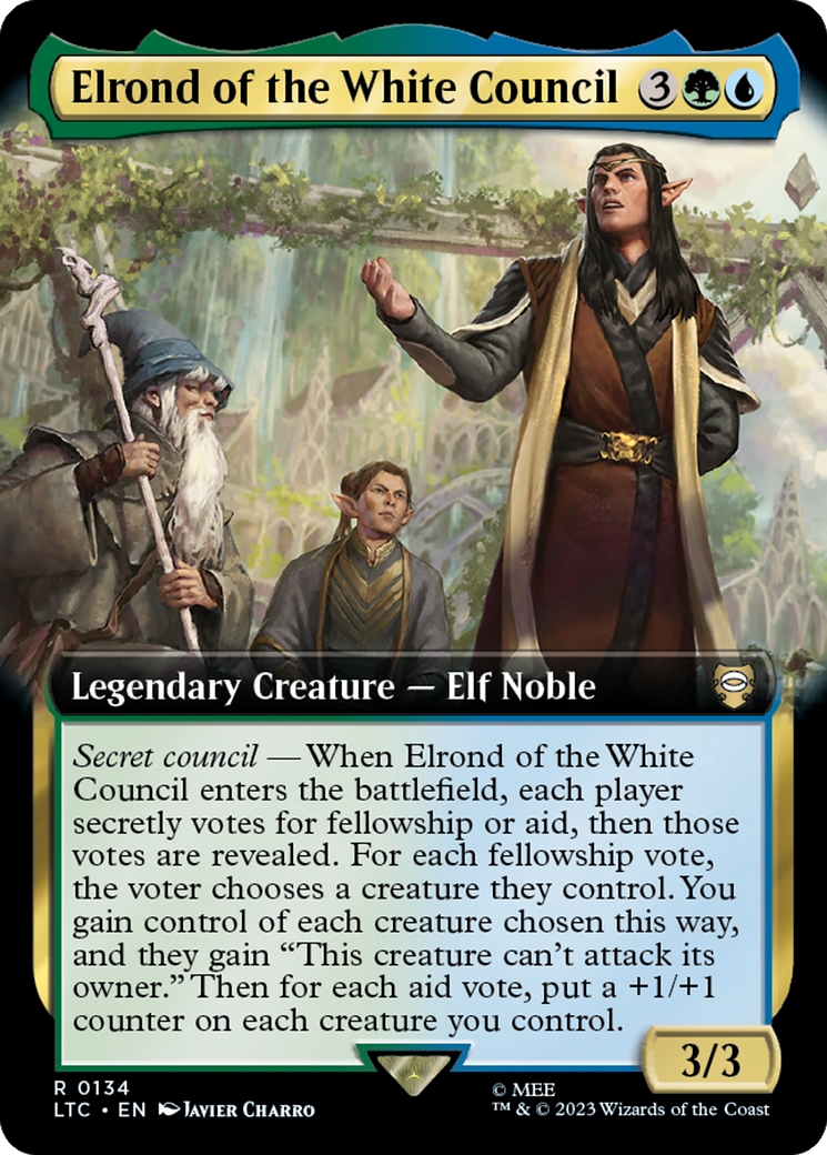Elrond of the White Council (Extended Art) [The Lord of the Rings: Tales of Middle-Earth Commander] - Trinity Hobby