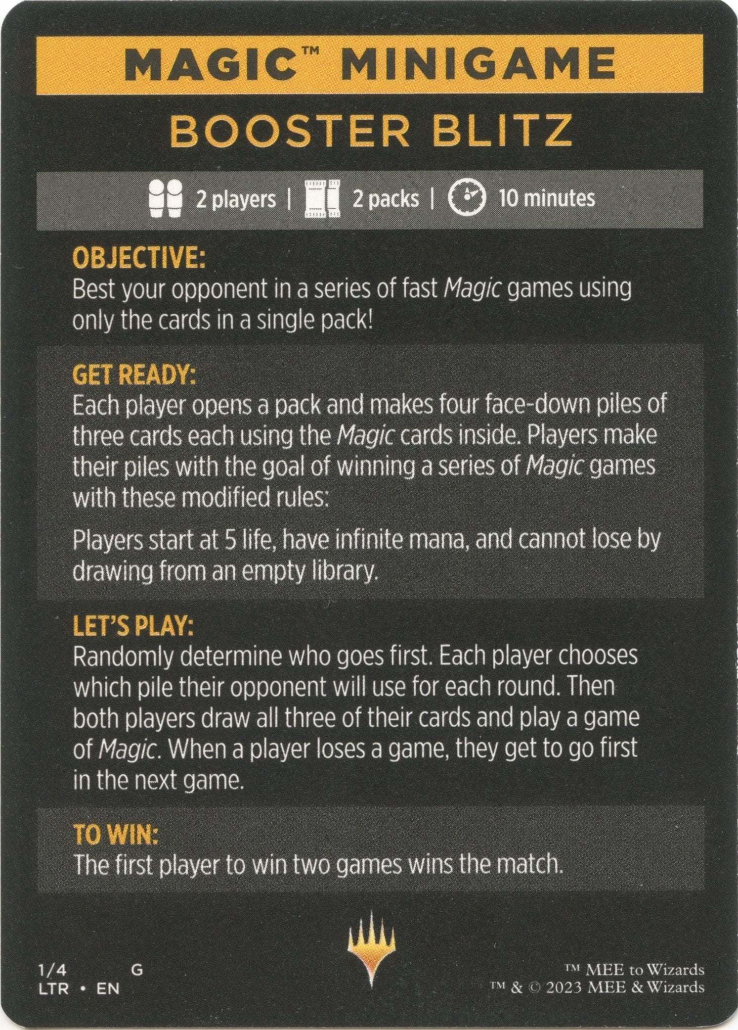 Booster Blitz (Magic Minigame) [The Lord of the Rings: Tales of Middle-Earth Minigame] - Trinity Hobby