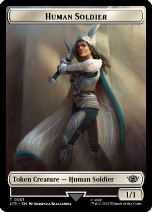 Human Soldier (0001) // Food (0011) Double-Sided Token  [Foil]  (LTR-1 // 11) - [The Lord of the Rings: Tales of Middle-earth] - Trinity Hobby