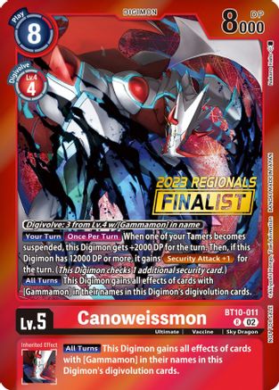 Canoweissmon [BT10-011] (2023 Regionals Finalist) [Xros Encounter Promos] - Trinity Hobby