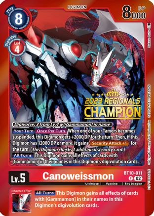 Canoweissmon [BT10-011] (2023 Regionals Champion) [Xros Encounter Promos] - Trinity Hobby