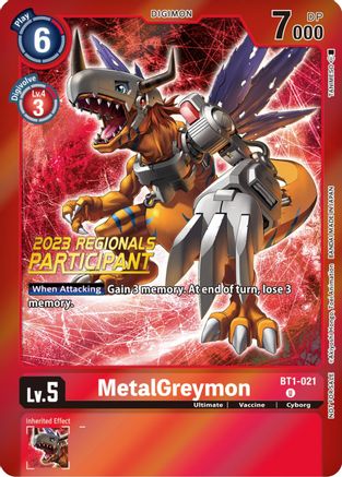MetalGreymon [BT1-021] (2023 Regionals Participant) [Release Special Booster Promos] - Trinity Hobby