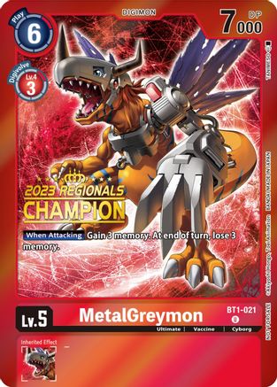 MetalGreymon [BT1-021] (2023 Regionals Champion) [Release Special Booster Promos] - Trinity Hobby