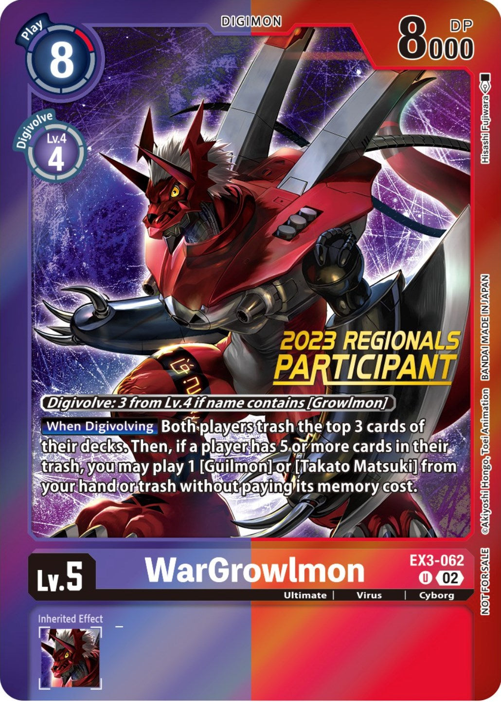 WarGrowlmon [EX3-062] (2023 Regionals Participant) [Draconic Roar Promos] - Trinity Hobby