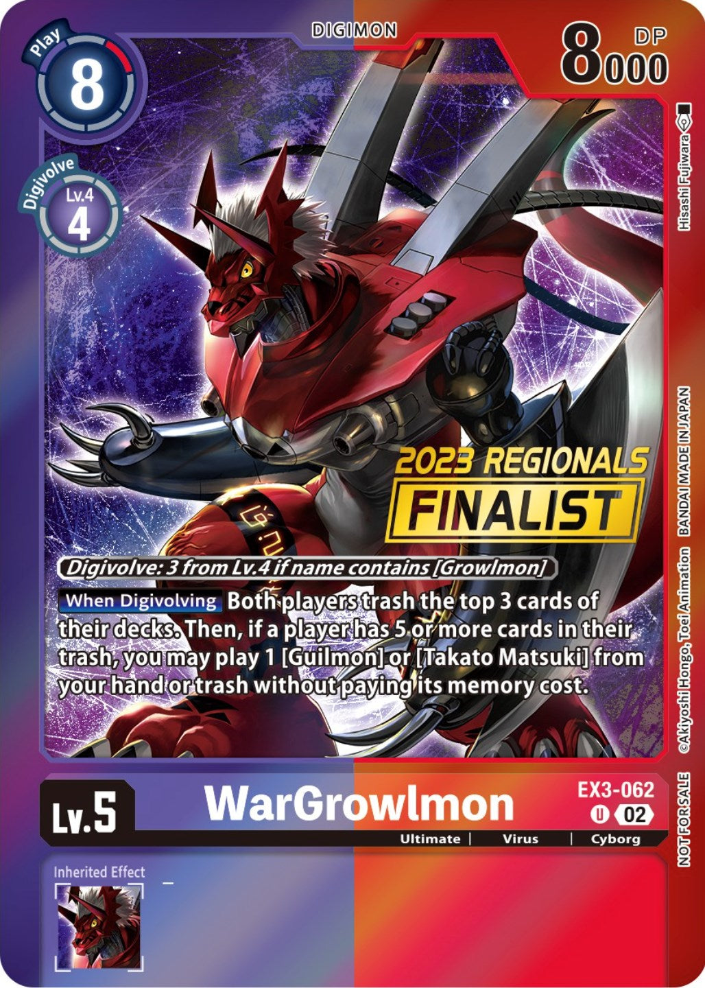 WarGrowlmon [EX3-062] (2023 Regionals Finalist) [Draconic Roar Promos] - Trinity Hobby